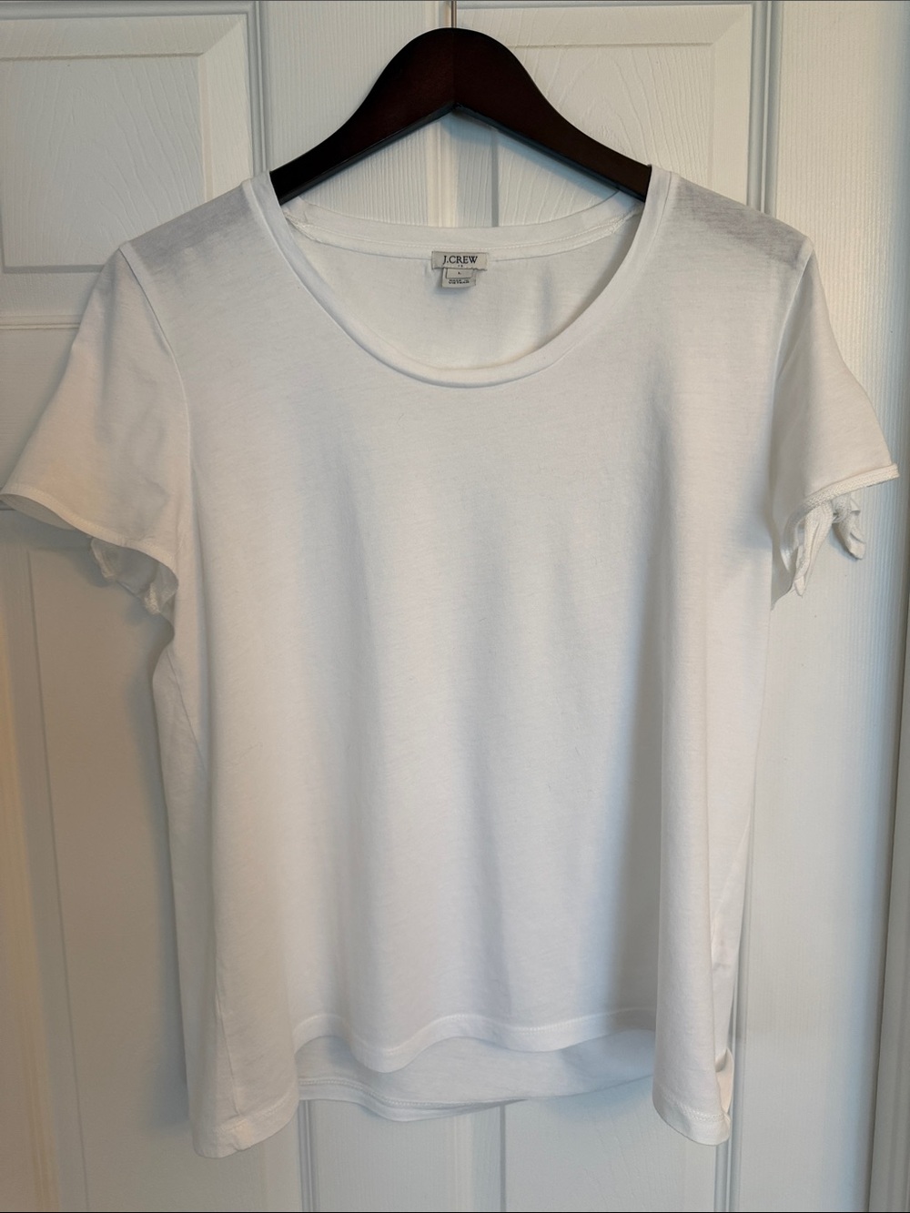 J. Crew White Short Sleeve Tee with Tie-Sleeve Detail
